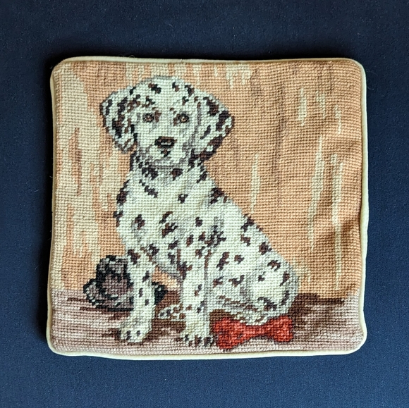 Handcrafted Dalmatian Needlepoint Pillow Cover - NWT - Picture 1 of 4
